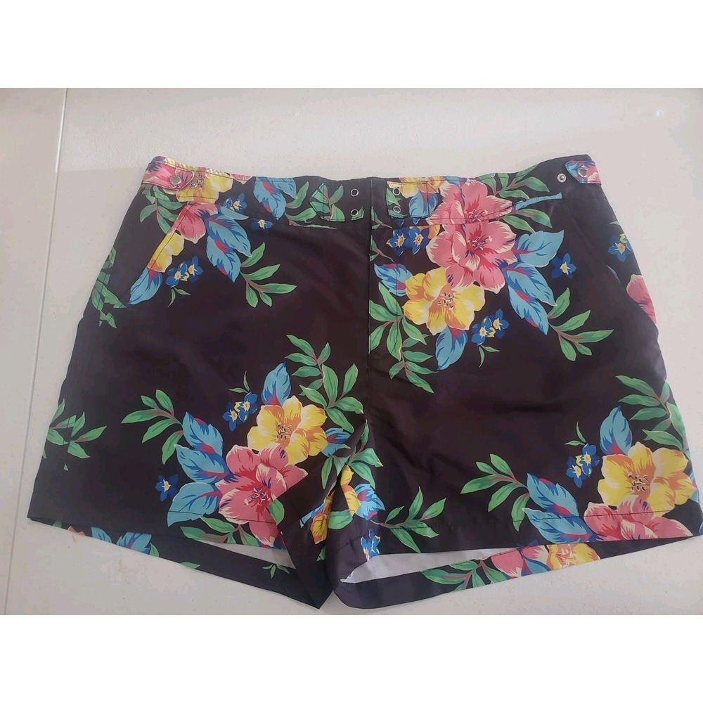 Lauren Ralph Lauren Black Floral Swim Board Shorts Women's Plus 22W
